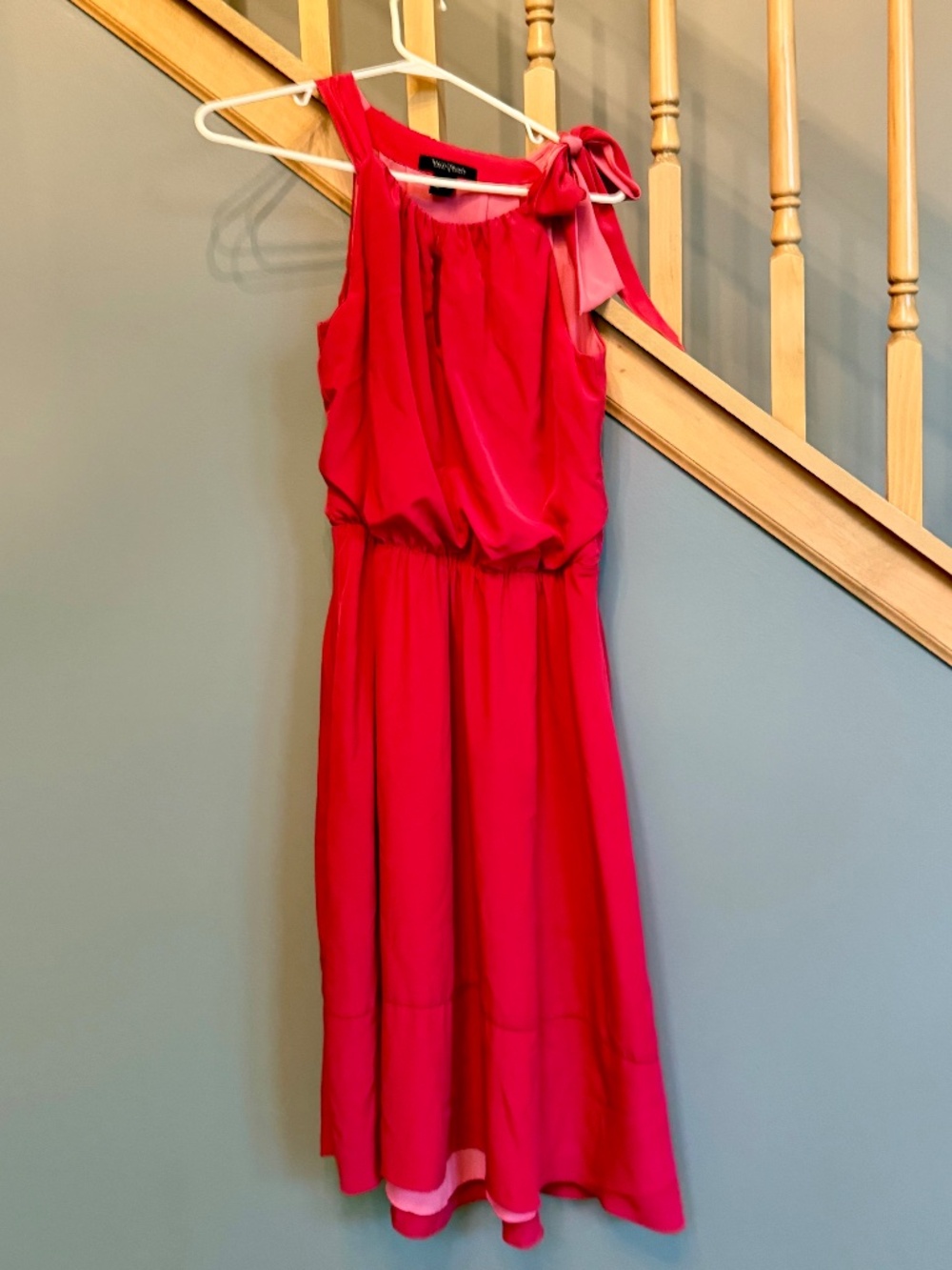 White House Black Market Dress Sz 4 Pink Halter Side Bow Lined